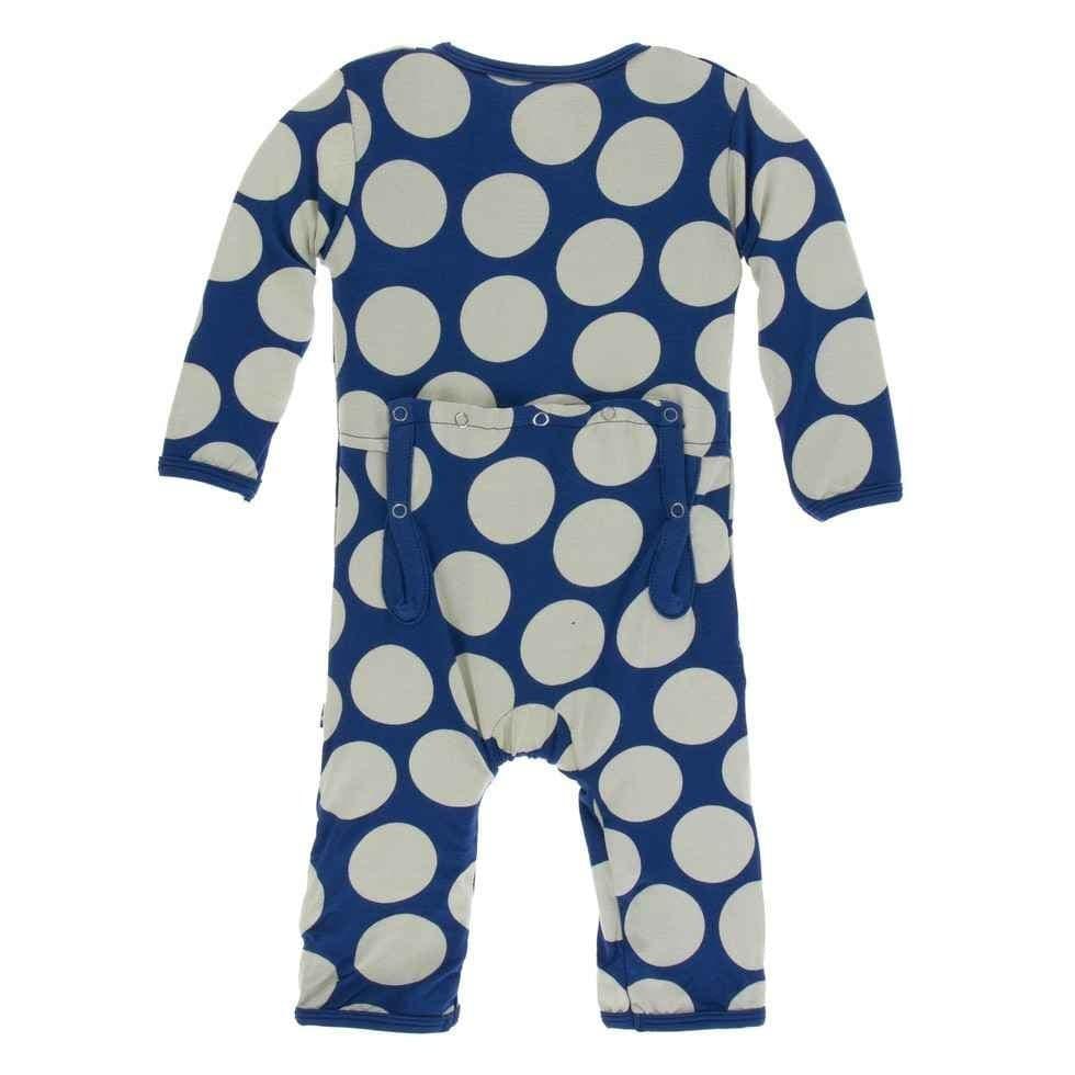 Print Bamboo Coverall with Snaps - Navy Mod Dot - Image 2