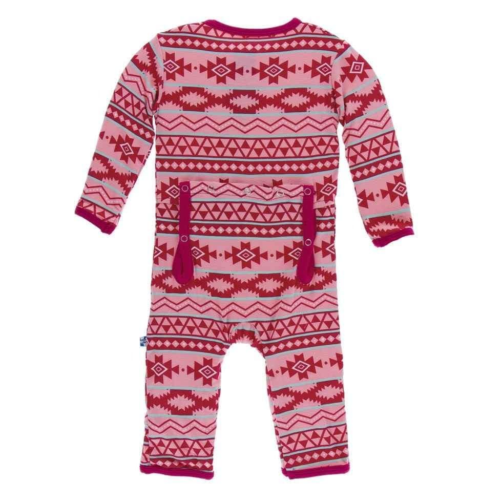 Print Bamboo Coverall with Snaps - Strawberry Mayan Pattern - Image 2