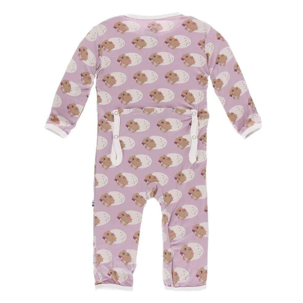 Print Bamboo Coverall with Snaps - Sweet Pea Diictodon - Image 2