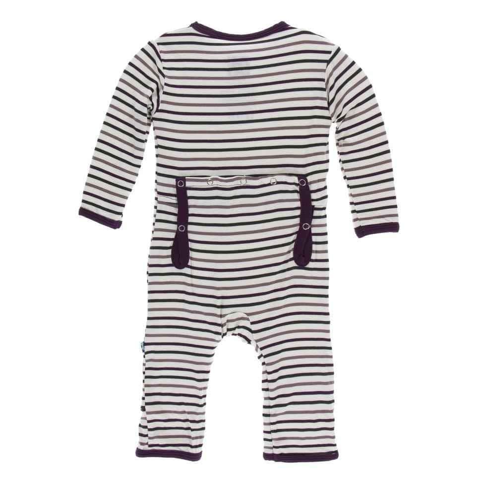 Print Bamboo Coverall with Snaps - Tuscan Vineyard Stripe - Image 2