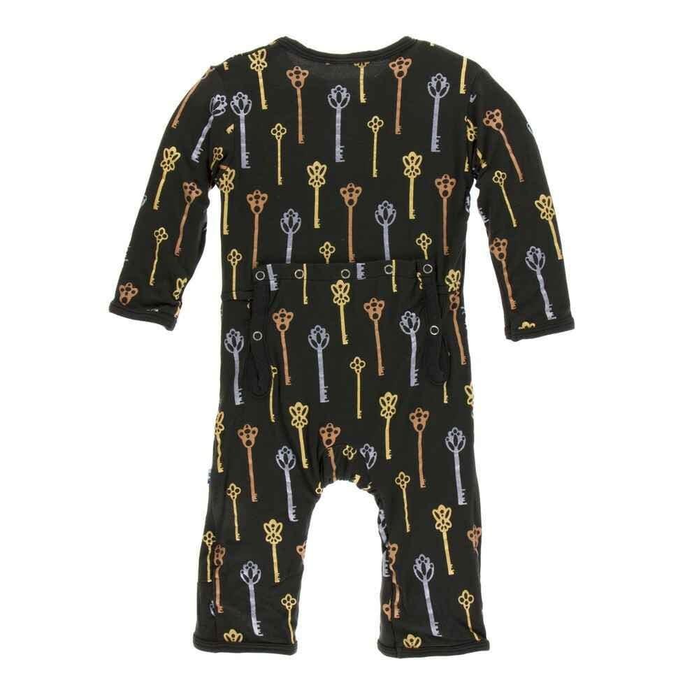 Print Bamboo Coverall with Snaps - Victorian Keys - Image 2