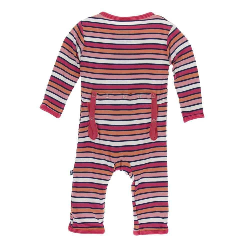 Print Bamboo Coverall with Zipper - Botany Red Ginger Stripe - Image 2