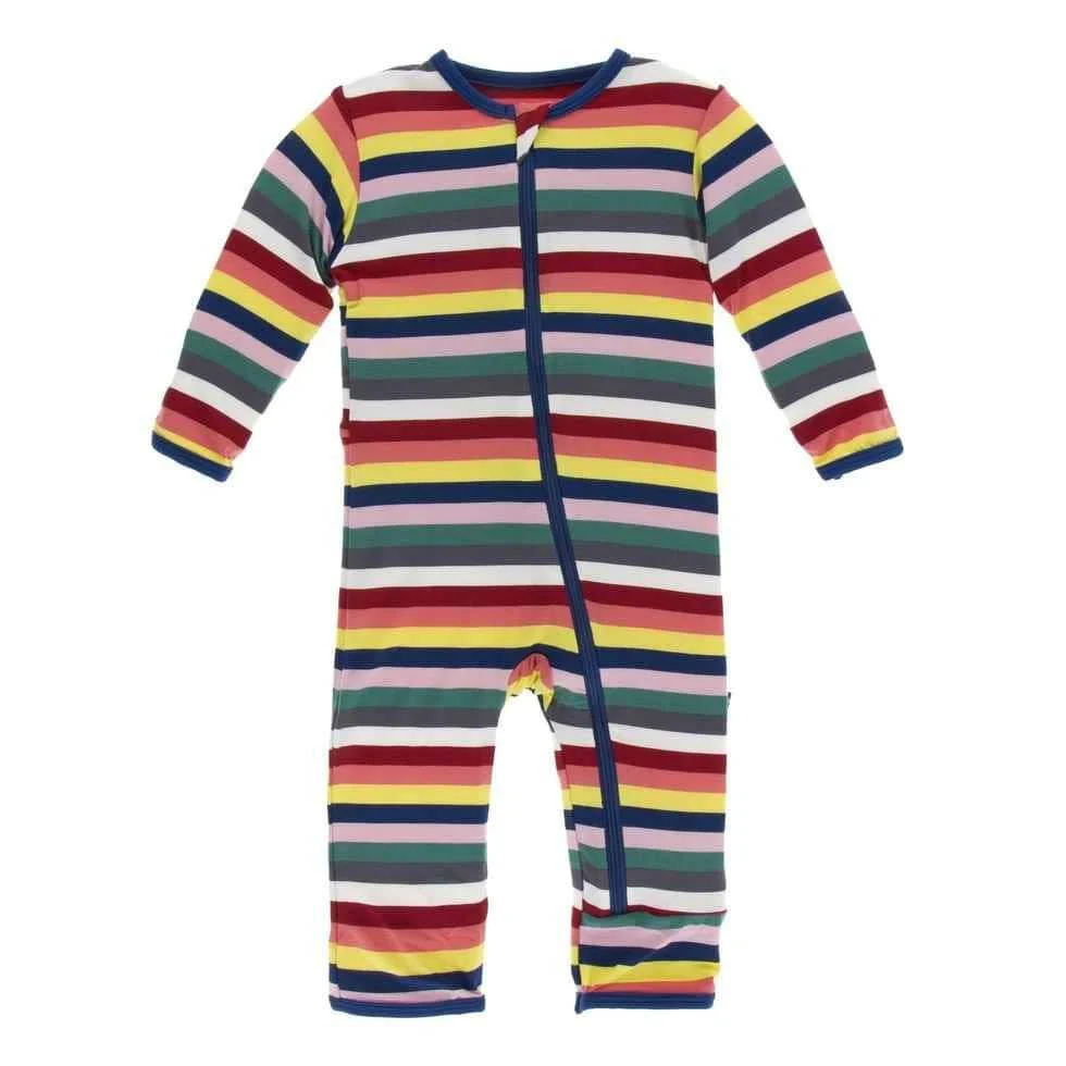 Print Bamboo Coverall with Zipper - Bright London Stripe