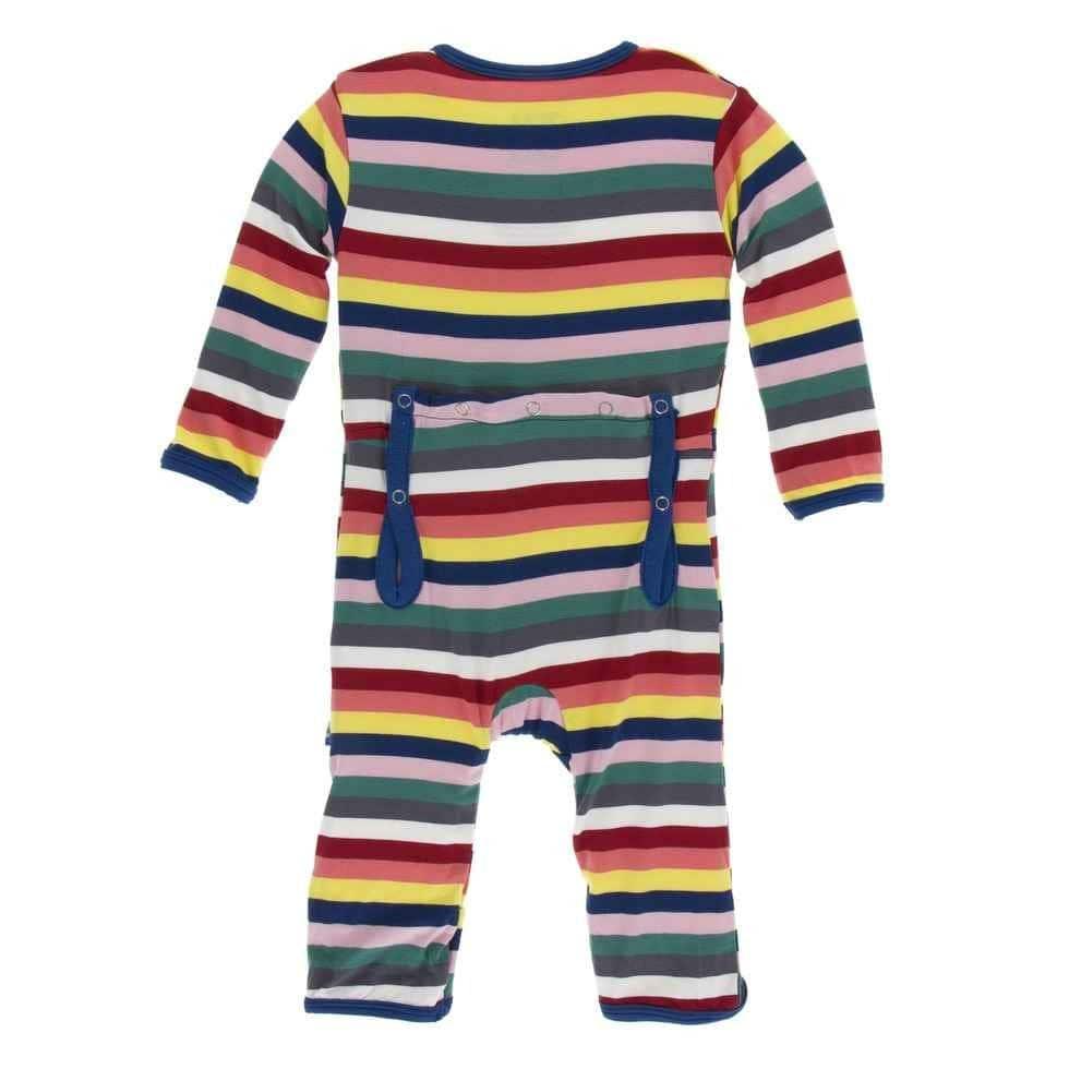 Print Bamboo Coverall with Zipper - Bright London Stripe - Image 2