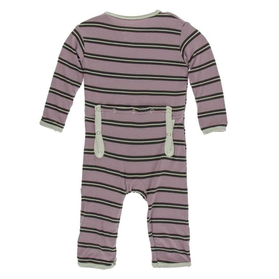 Print Bamboo Coverall with Zipper - Elderberry Kenya Stripe - Image 2