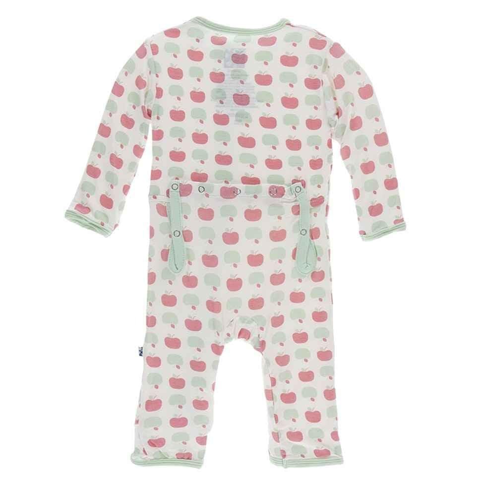 Print Bamboo Coverall with Zipper - Natural Apples - Image 2