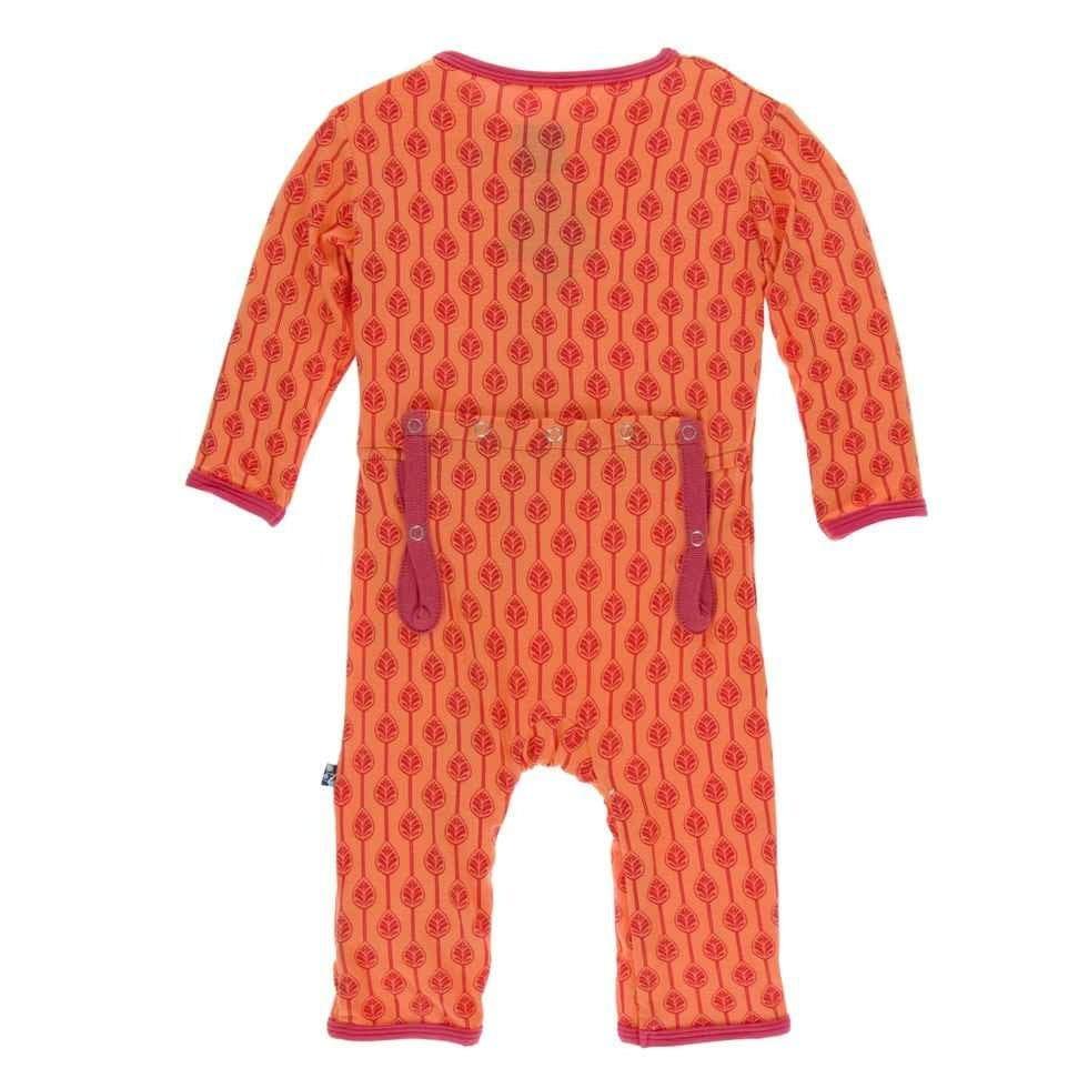 Print Bamboo Coverall with Zipper - Nectarine Leaf Lattice - Image 2