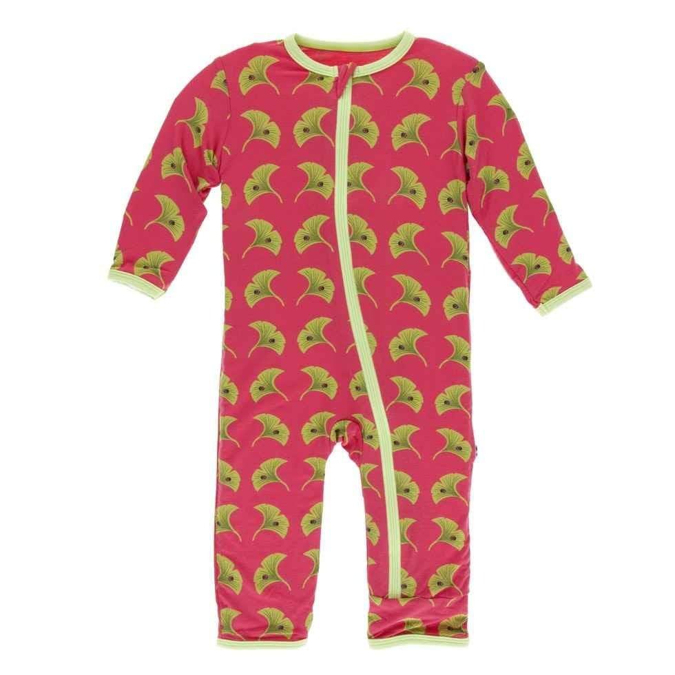 Print Bamboo Coverall with Zipper - Red Ginger Ginkgo