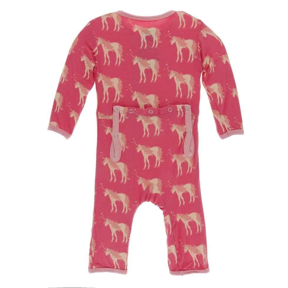 Print Bamboo Coverall with Zipper - Red Ginger Unicorns - Image 2
