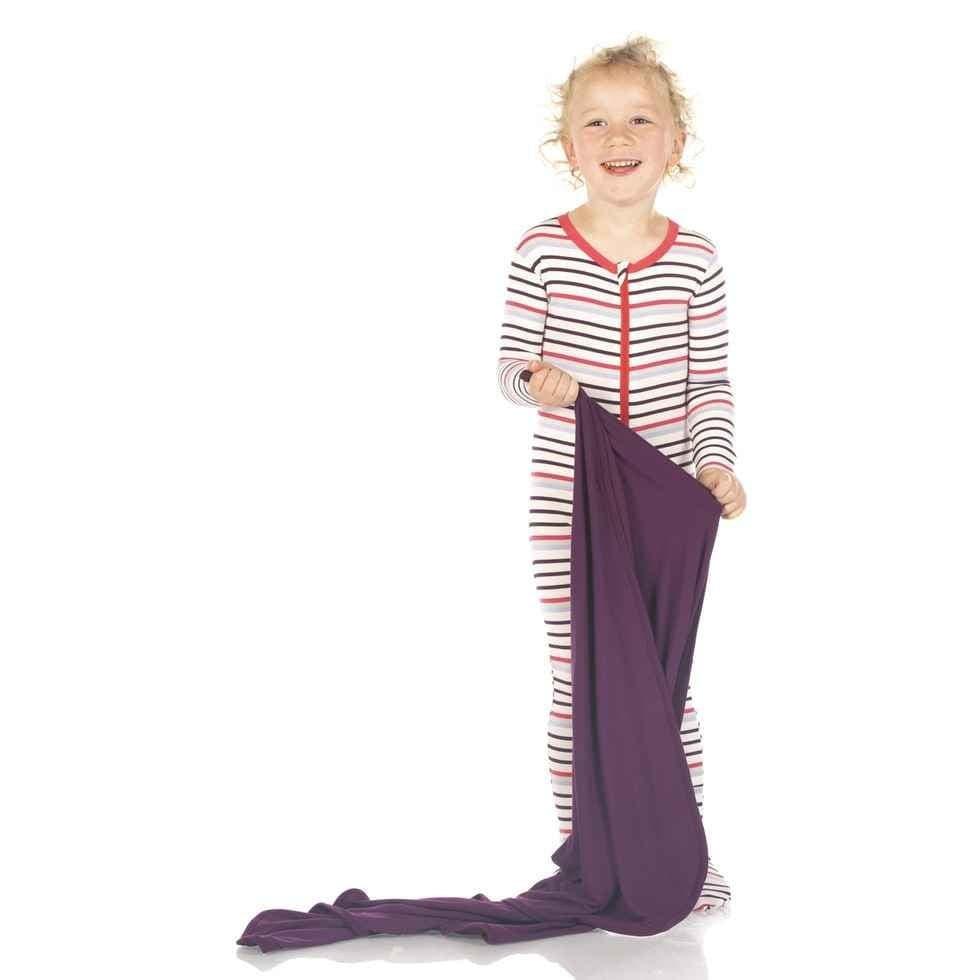 Print Bamboo Footie with Zipper - Chemistry Stripe - Image 2