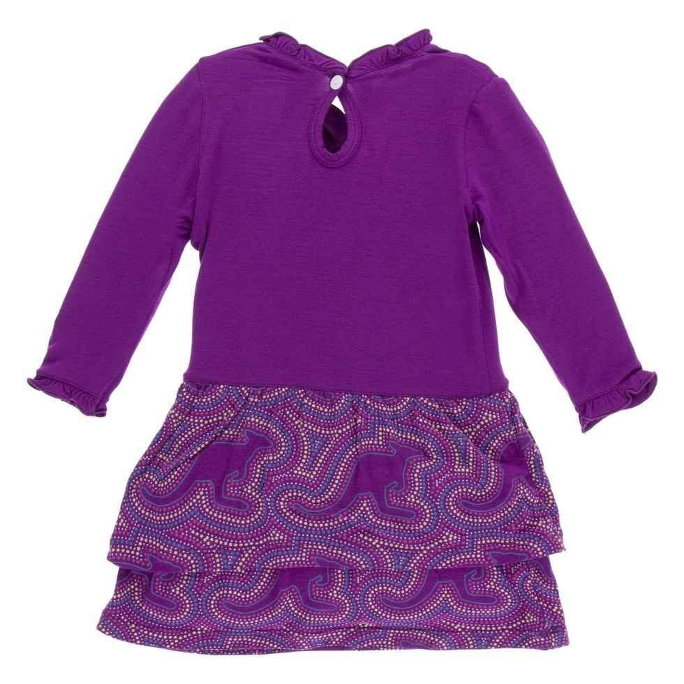 Print Bamboo Long Sleeve Drop Waist Dress, Starfish Kangaroo - Image 2