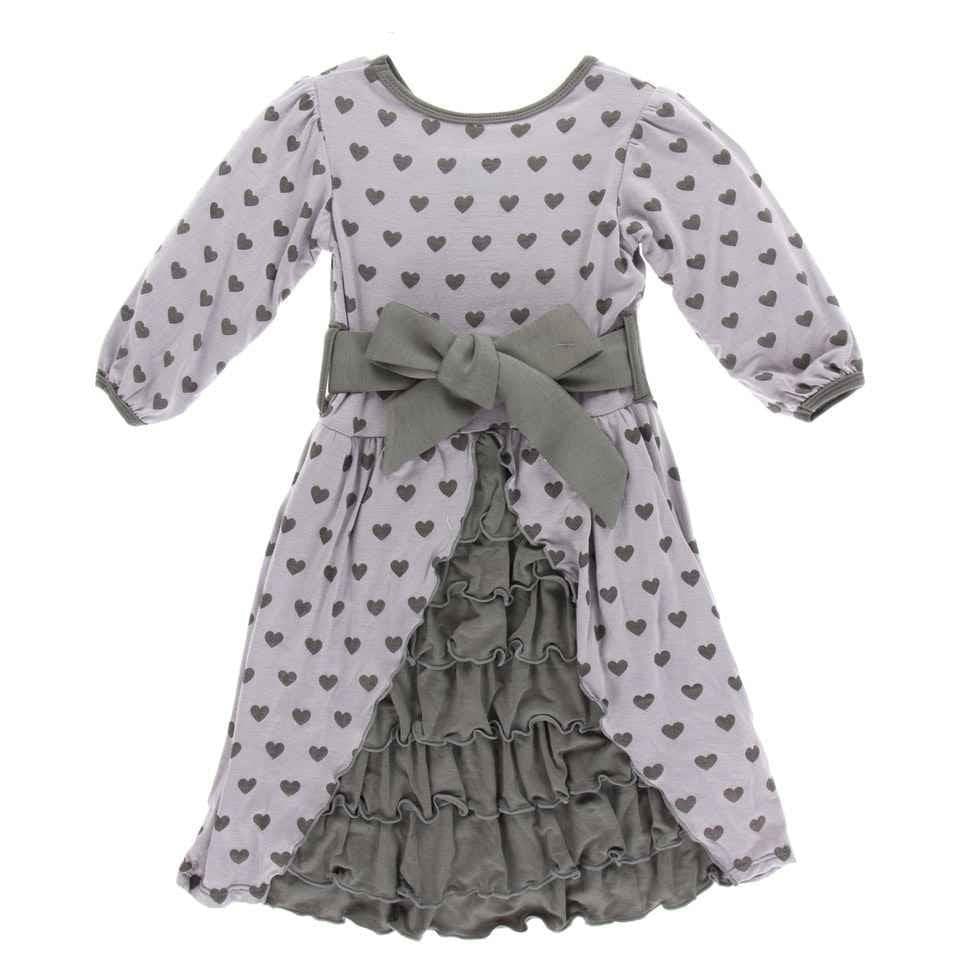 Print Long Sleeve Oh La La Dress, Feather Hearts - Image 2