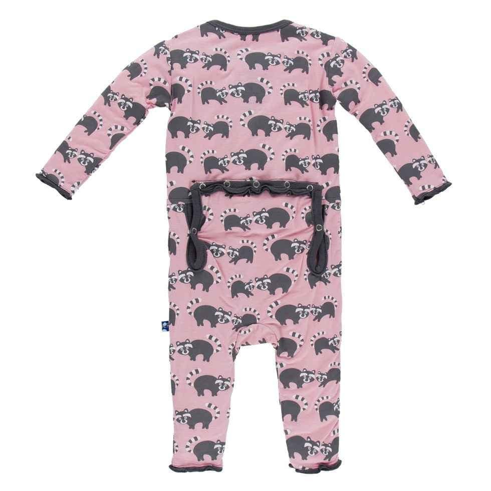 Print Bamboo Muffin Ruffle Coverall - Lotus Raccoon - Image 2