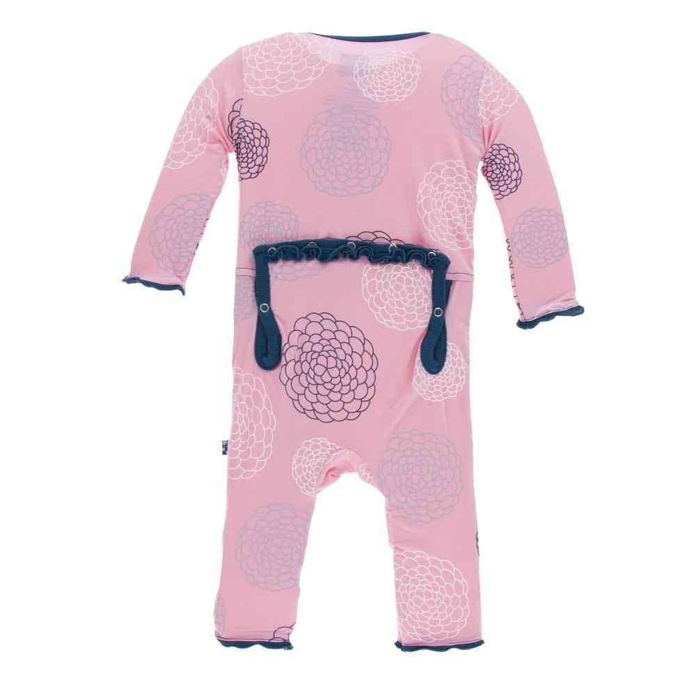 Print Bamboo Muffin Ruffle Coverall (Snaps) - Lotus Blooms - Image 2