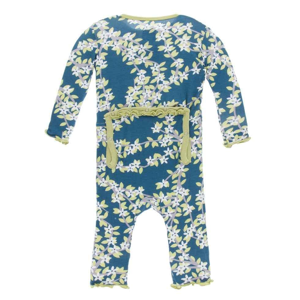 Print Muffin Ruffle Coverall (Snaps) - Peacock Tree Canopy - Image 2