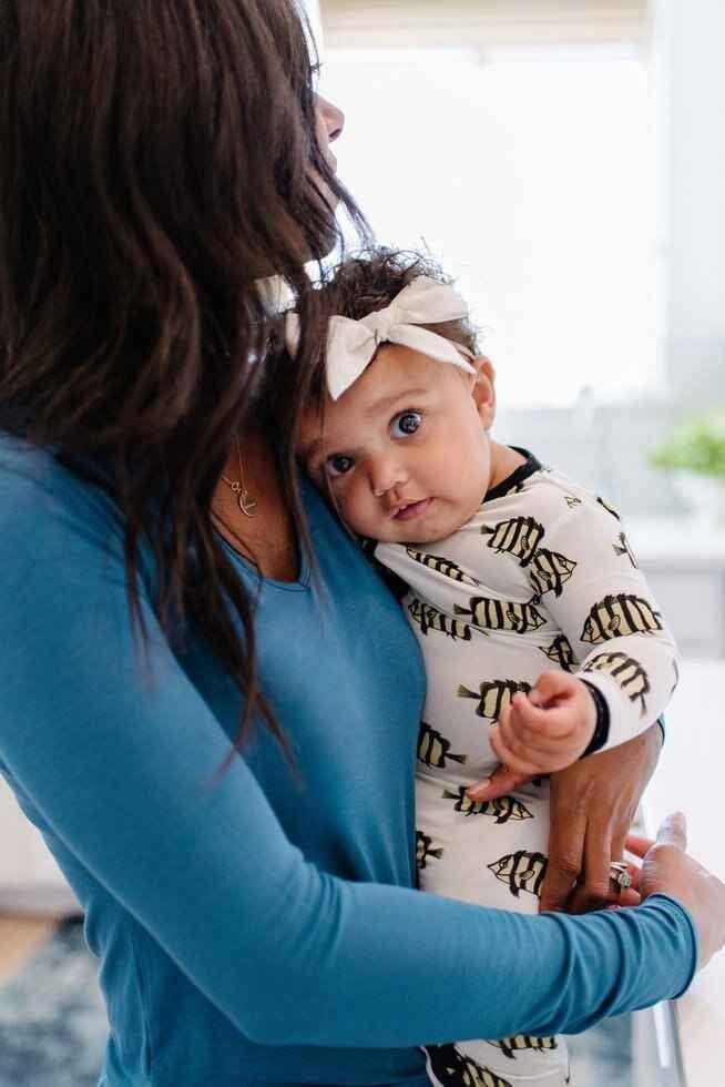 Print Bamboo Muffin Ruffle Coverall with Snaps - Butterflyfish - Image 3