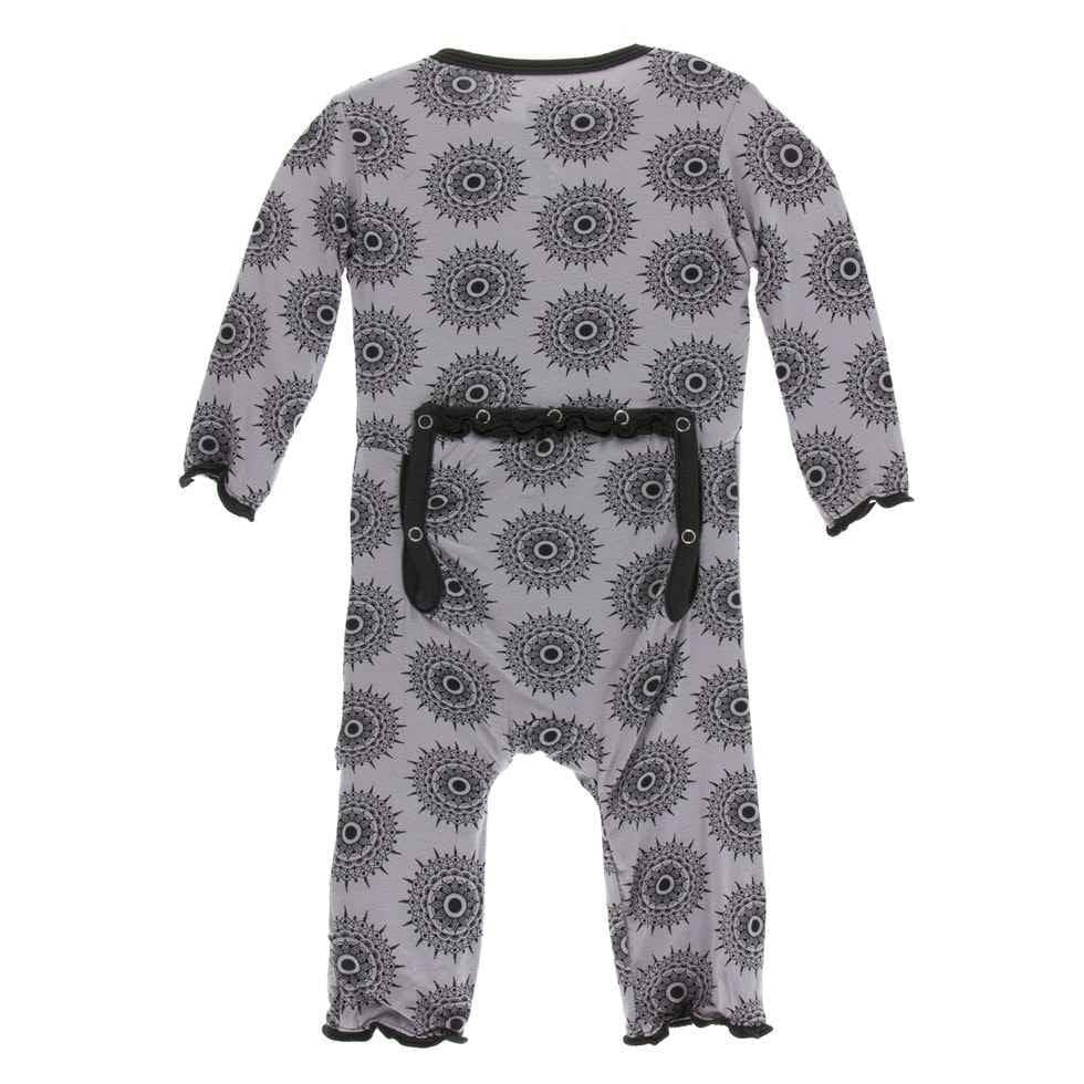 Print Bamboo Muffin Ruffle Coverall with Snaps - Feather Mandala - Image 2