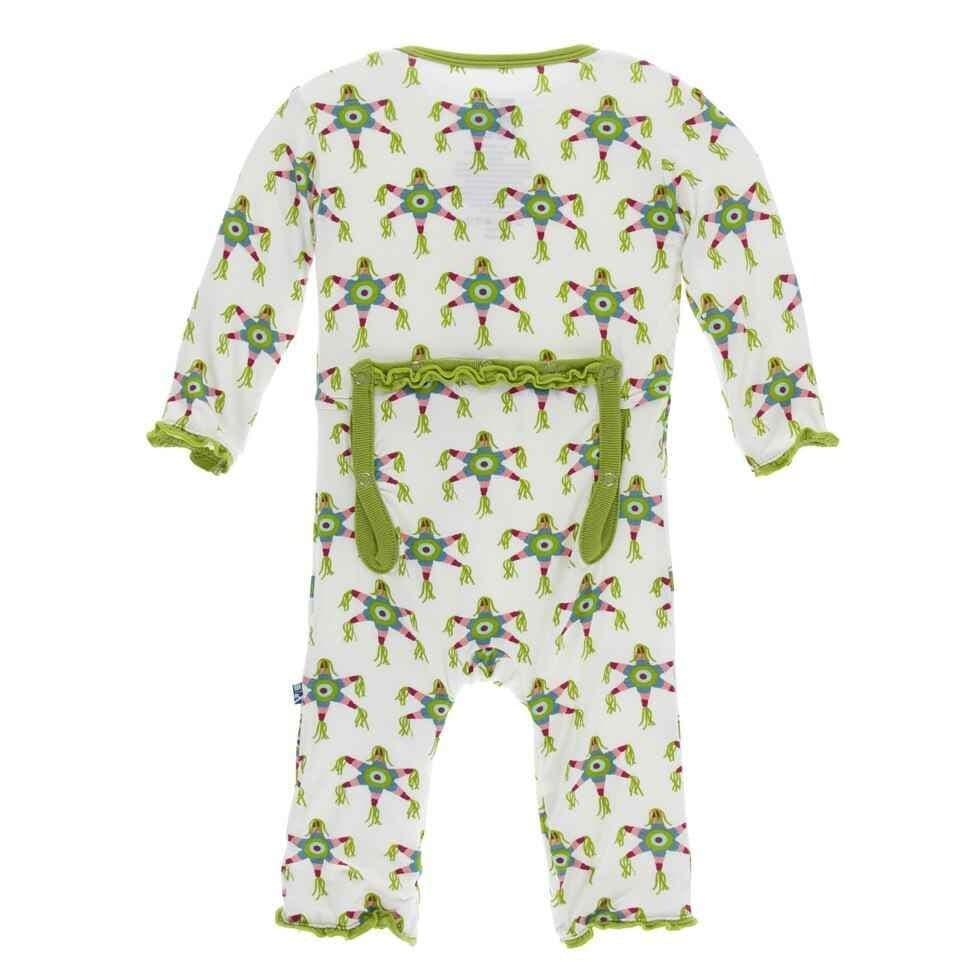 Print Bamboo Muffin Ruffle Coverall with Snaps - Natural Pinata - Image 2