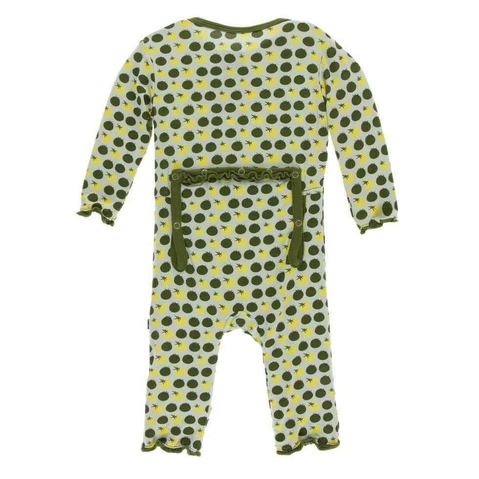 Print Bamboo Muffin Ruffle Coverall with Zipper - Aloe Tomatoes - Image 2