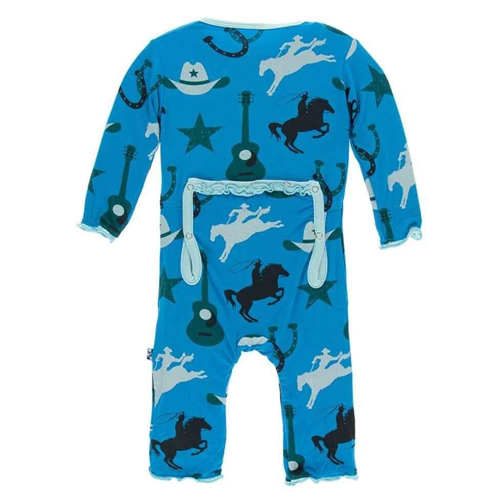 Print Bamboo Muffin Ruffle Coverall with Zipper - Amazon Cowboy - Image 2