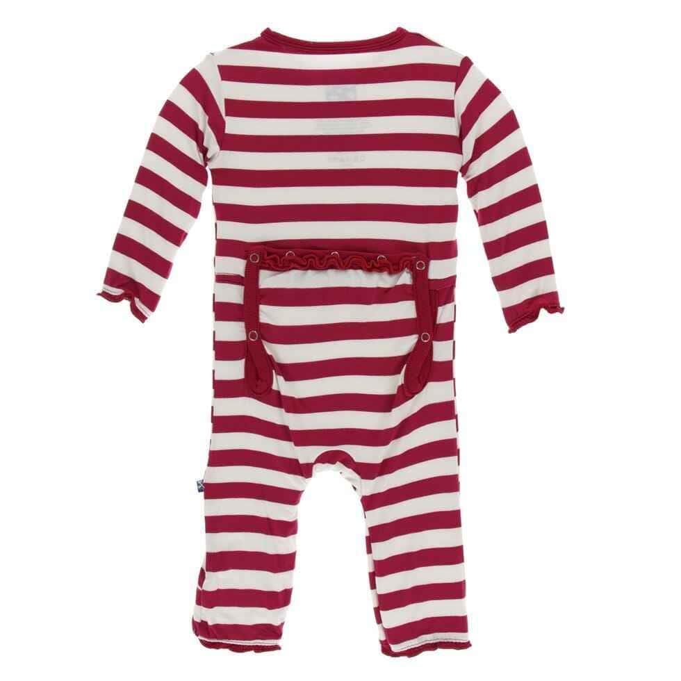 Print Bamboo Muffin Ruffle Coverall with Zipper - Candy Cane Stripe 2019 - Image 2