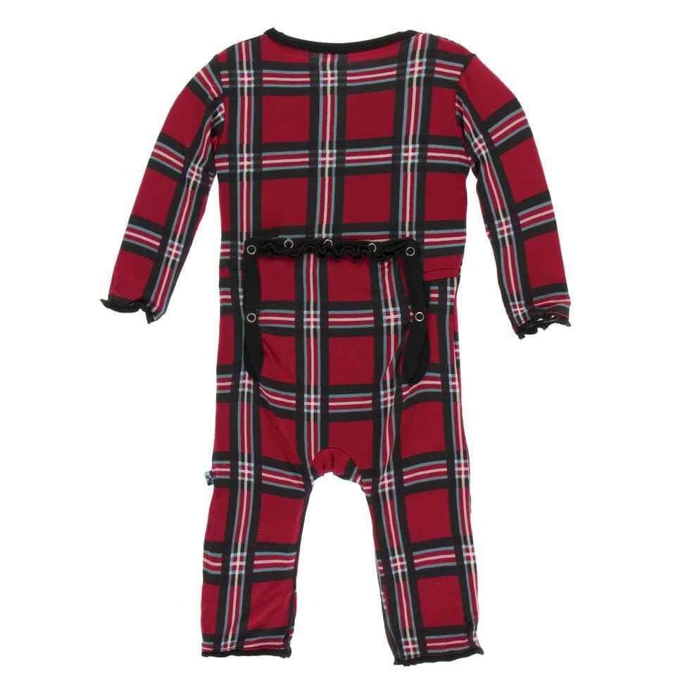 Print Bamboo Muffin Ruffle Coverall with Zipper - Christmas Plaid 2019 - Image 2