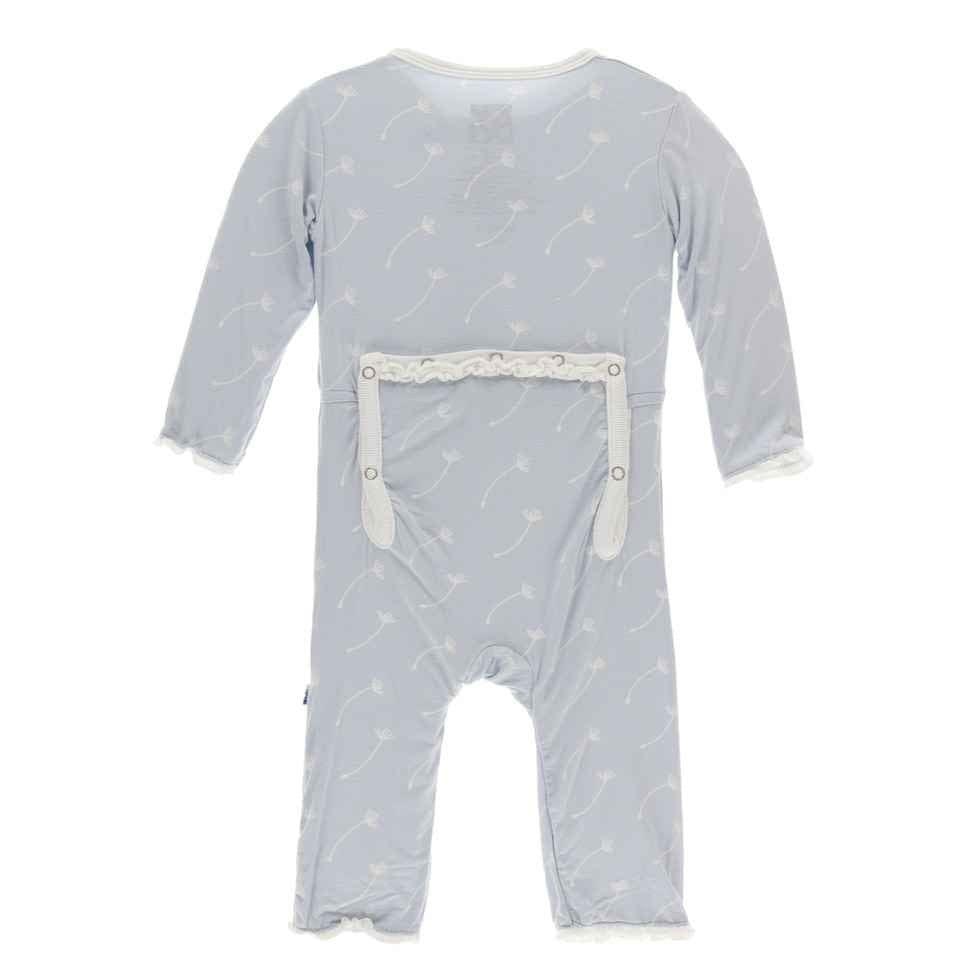 Print Bamboo Muffin Ruffle Coverall with Zipper - Dew Dandelion Seeds - Image 2