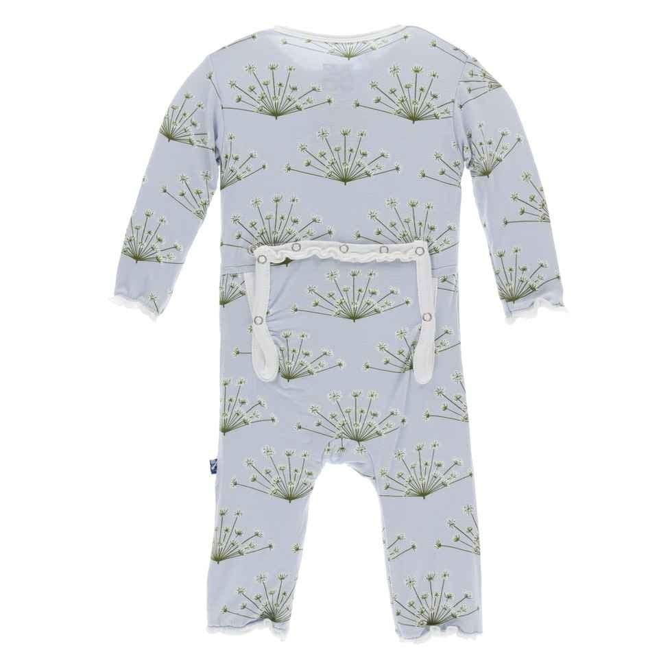 Print Bamboo Muffin Ruffle Coverall with Zipper - Dew Dill - Image 2