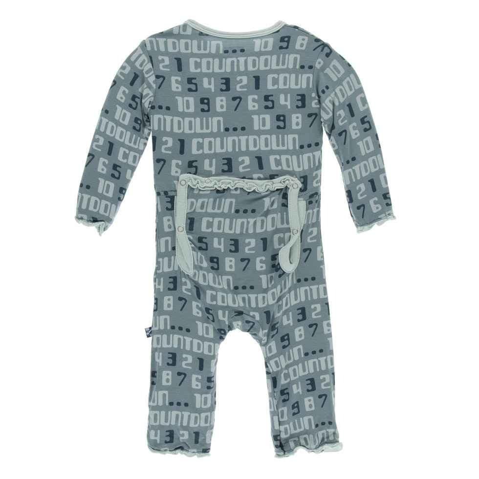 Print Bamboo Muffin Ruffle Coverall with Zipper - Dusty Sky Countdown - Image 2