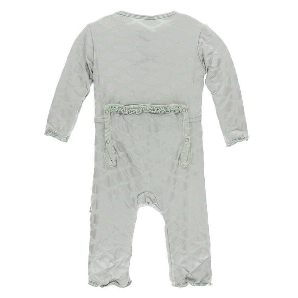 Print Bamboo Muffin Ruffle Coverall with Zipper - Iridescent Mermaid Scales - Image 2