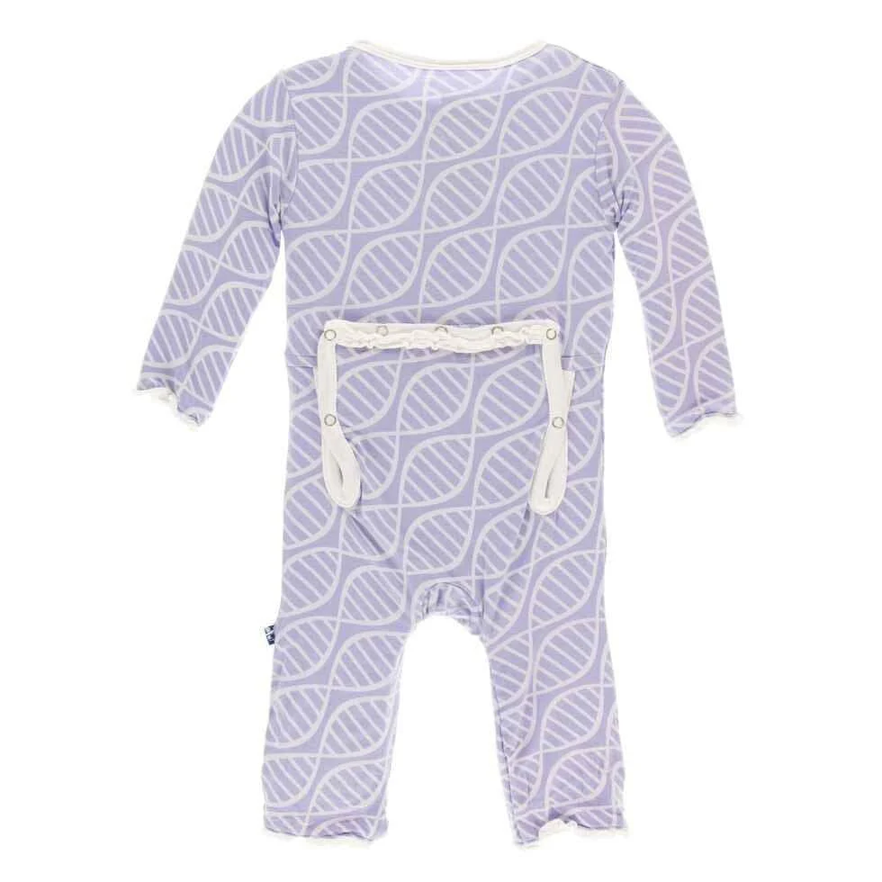 Print Bamboo Muffin Ruffle Coverall with Zipper - Lilac Double Helix - Image 2