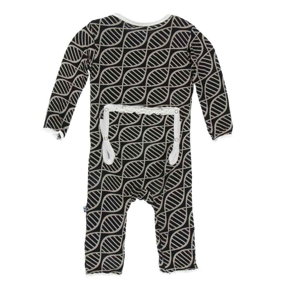 Print Bamboo Muffin Ruffle Coverall with Zipper - Midnight Double Helix - Image 2