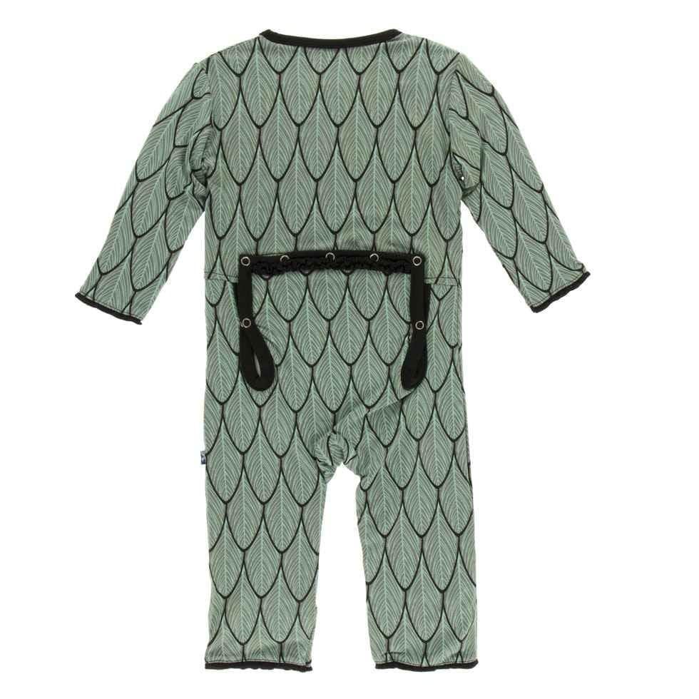 Print Bamboo Muffin Ruffle Coverall with Zipper - Midnight Feathers - Image 2