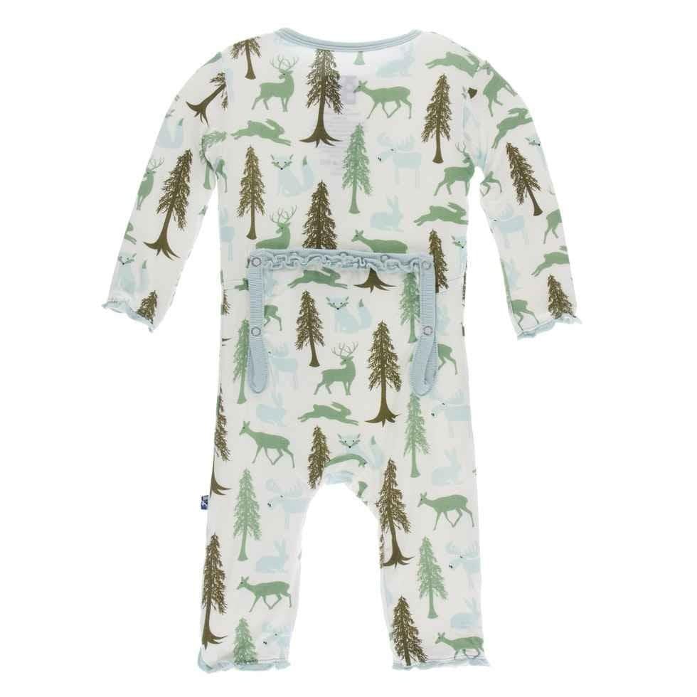 Print Bamboo Muffin Ruffle Coverall with Zipper - Natural Woodland Holiday - Image 2