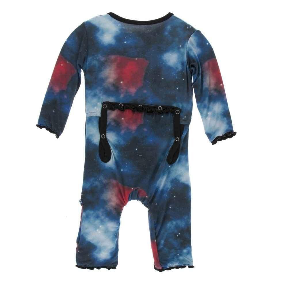 Print Bamboo Muffin Ruffle Coverall with Zipper - Red Ginger Galaxy - Image 4