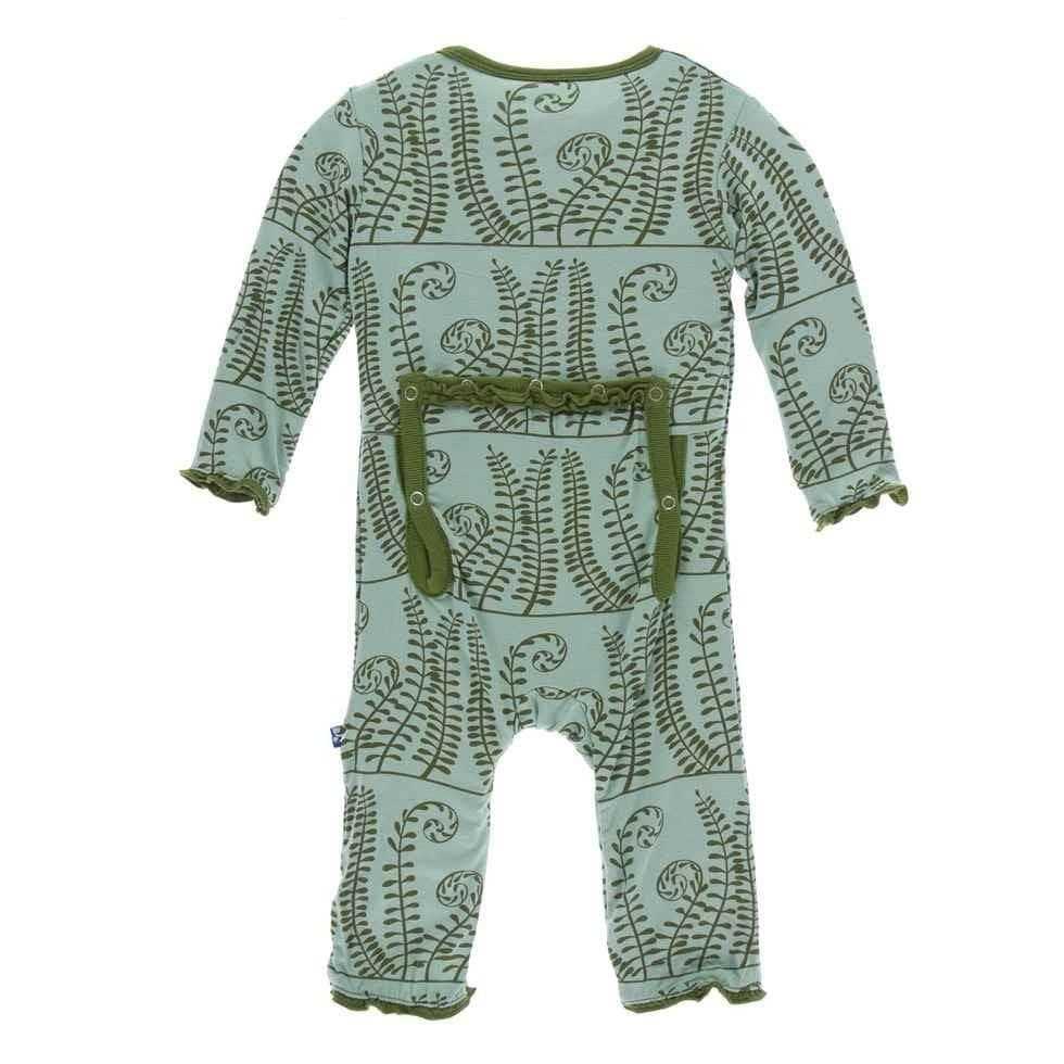 Print Bamboo Muffin Ruffle Coverall with Zipper - Shore Ferns - Image 2