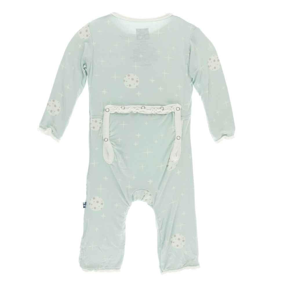 Print Bamboo Muffin Ruffle Coverall with Zipper - Spring Sky Full Moon - Image 2