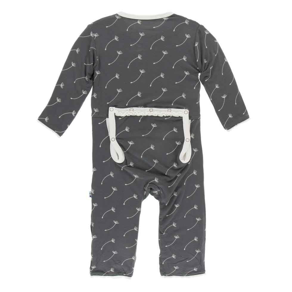 Print Bamboo Muffin Ruffle Coverall with Zipper - Stone Dandelion Seeds - Image 2