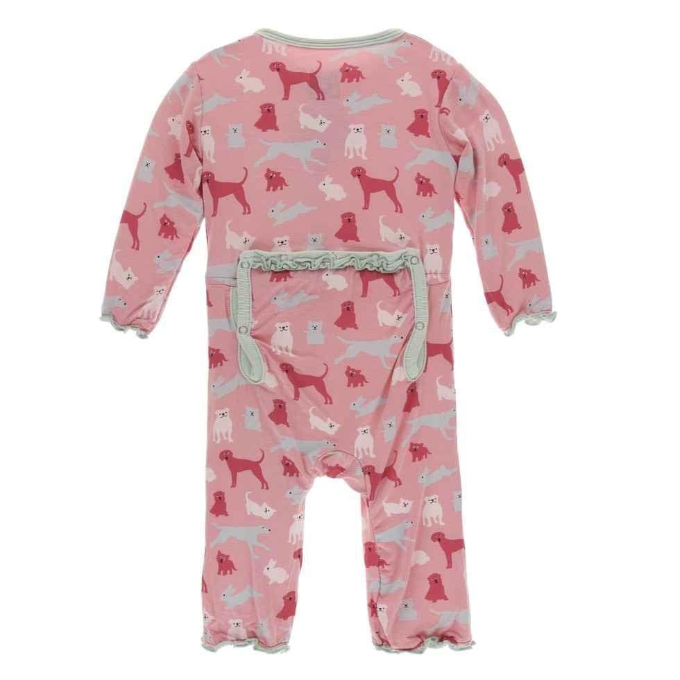 Print Bamboo Muffin Ruffle Coverall with Zipper - Strawberry Domestic Animals - Image 2