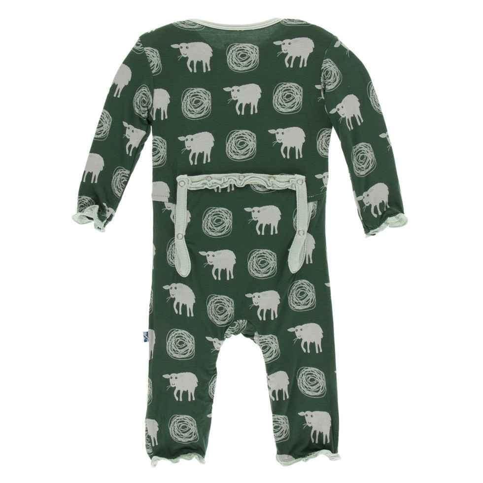 Print Bamboo Muffin Ruffle Coverall with Zipper - Topiary Tuscan Sheep - Image 2