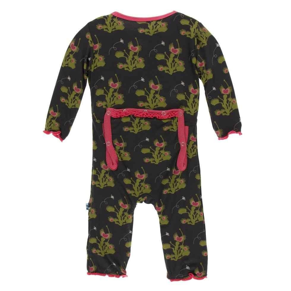 Print Bamboo Muffin Ruffle Coverall with Zipper - Zebra Venus Flytrap - Image 2
