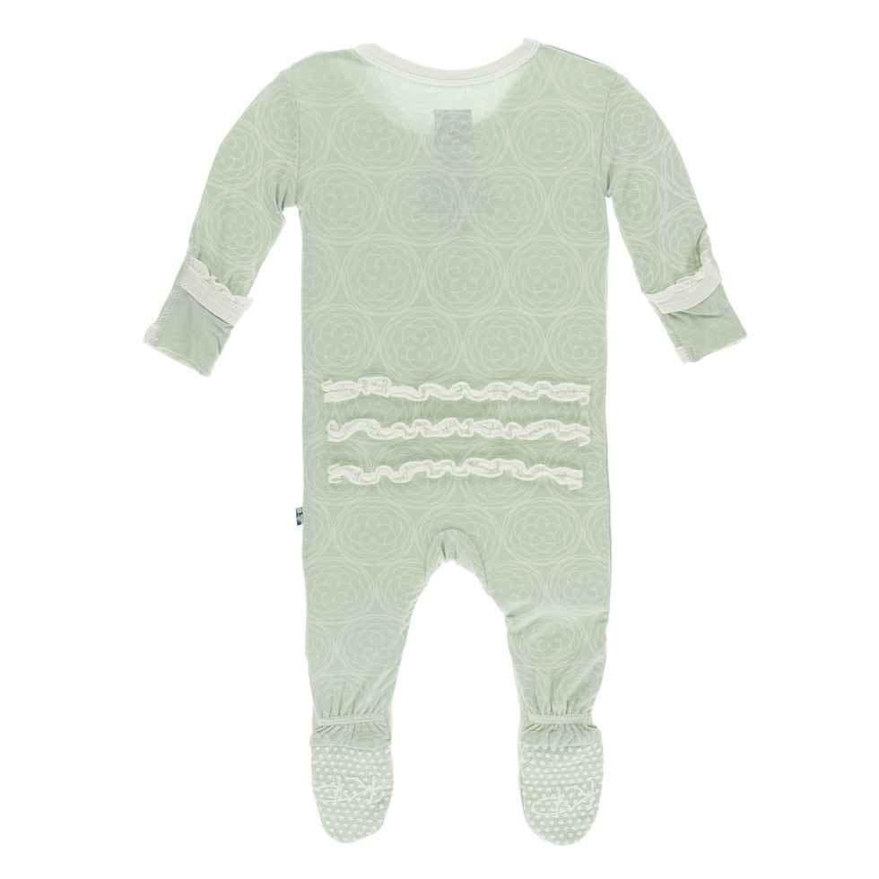 Print Bamboo Muffin Ruffle Footie with Snaps - Aloe Venus Orbit - Image 2
