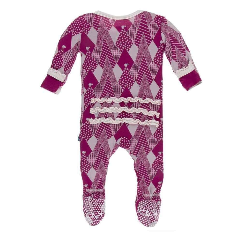 Print Bamboo Muffin Ruffle Footie with Snaps - Berry Mountains - Image 2