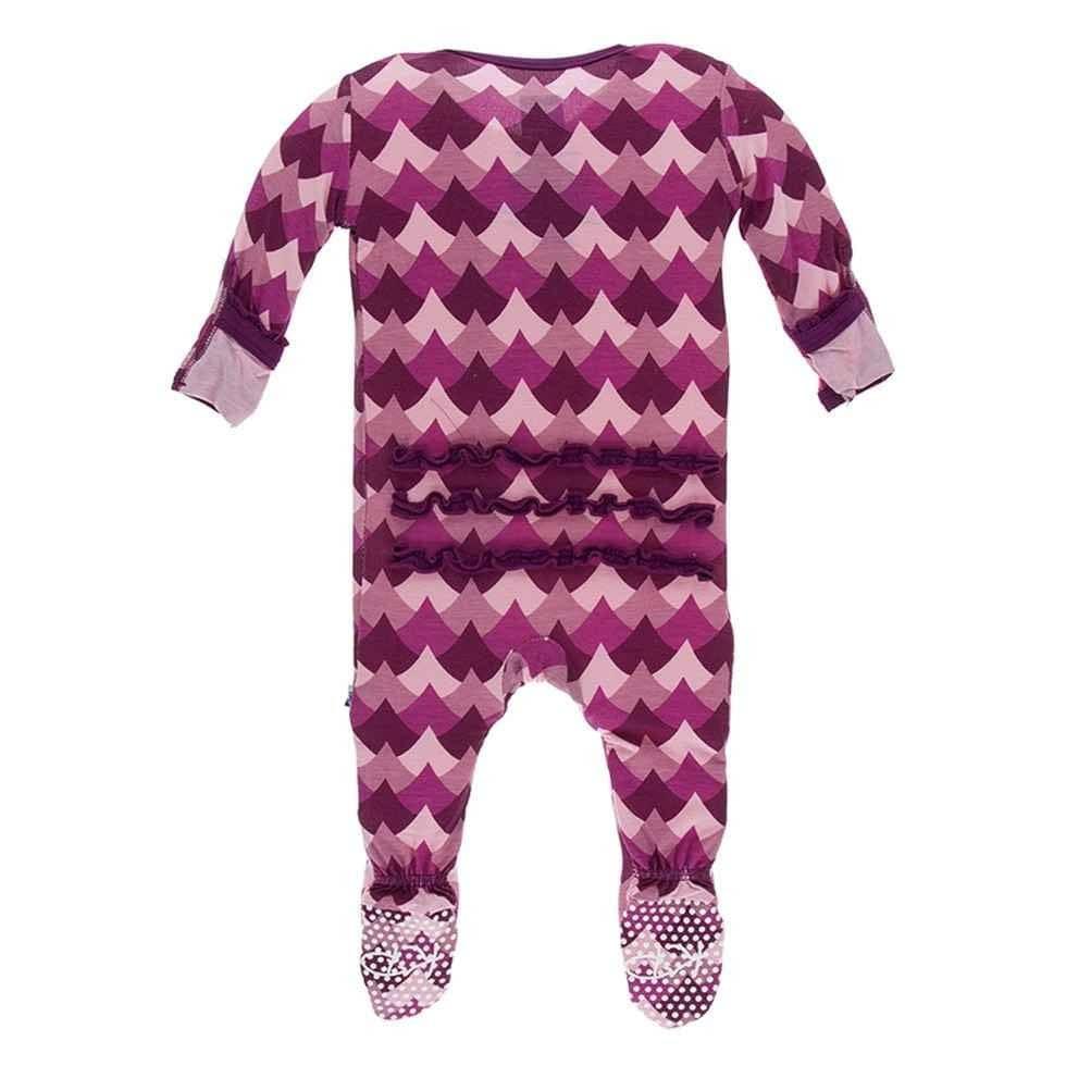 Print Bamboo Muffin Ruffle Footie with Snaps - Melody Waves - Image 2
