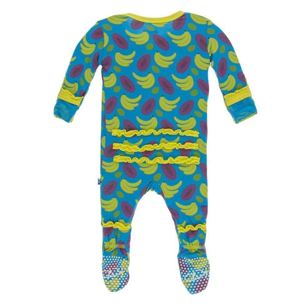 Print Bamboo Muffin Ruffle Footie with Snaps - Tropical Fruit - Image 2