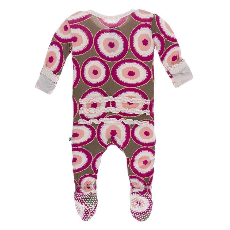 Print Bamboo Muffin Ruffle Footie with Zipper - Falcon Agate Slices - Image 2