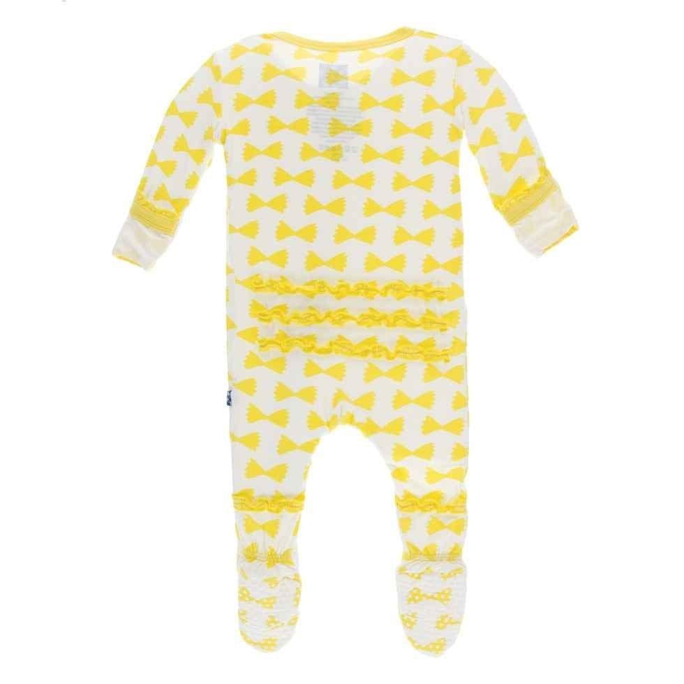 Print Bamboo Muffin Ruffle Footie with Zipper - Natural Farfalle - Image 2