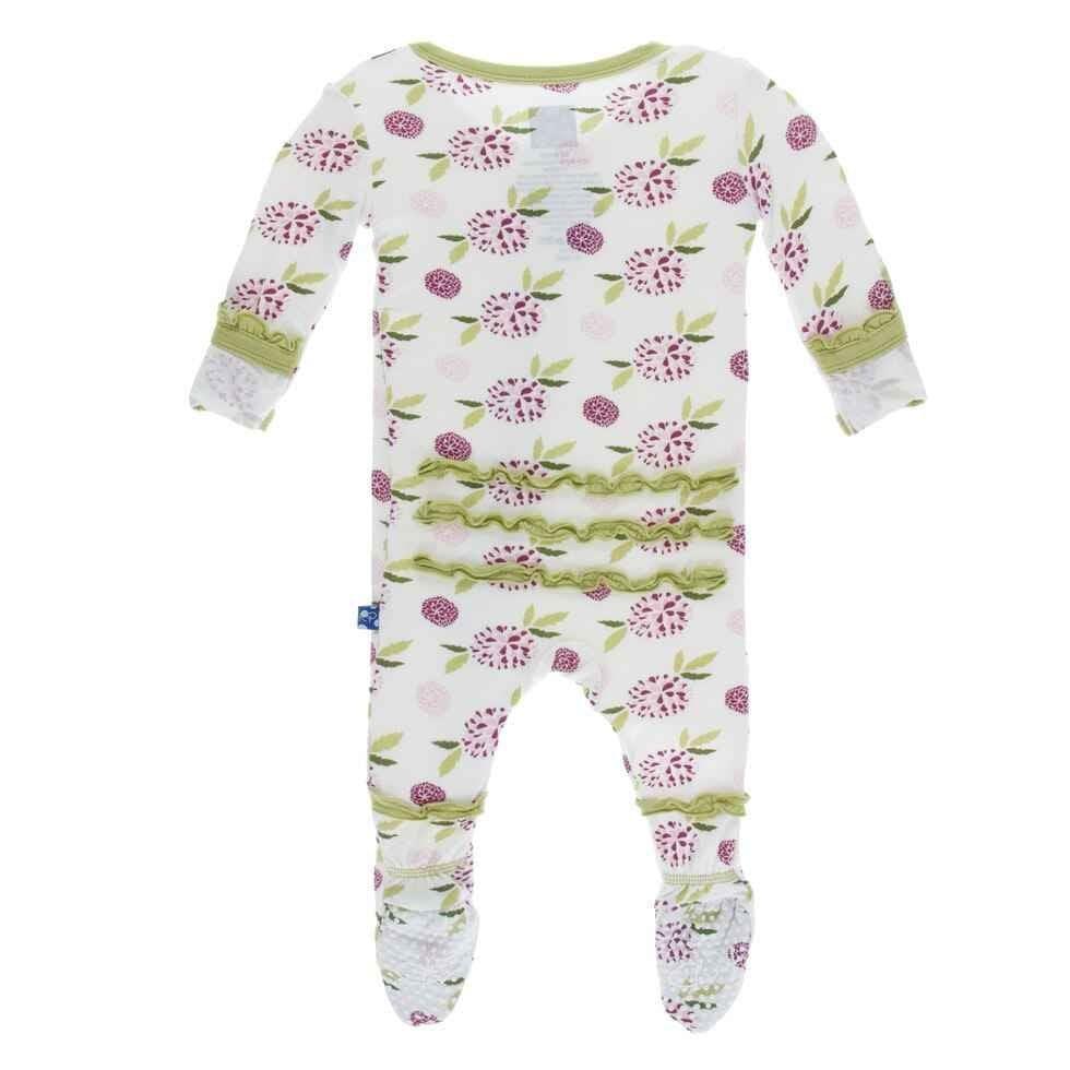 Print Bamboo Muffin Ruffle Footie (Zipper) - Natural Marigold - Image 2