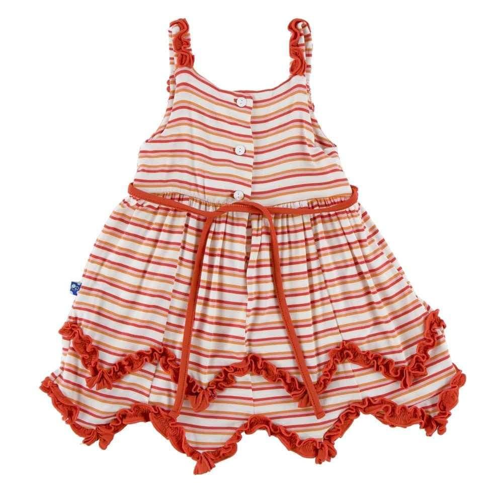 Print Bamboo Ruffle Tank Dress with Bloomer - Girl Fresh Water Stripe - Image 2