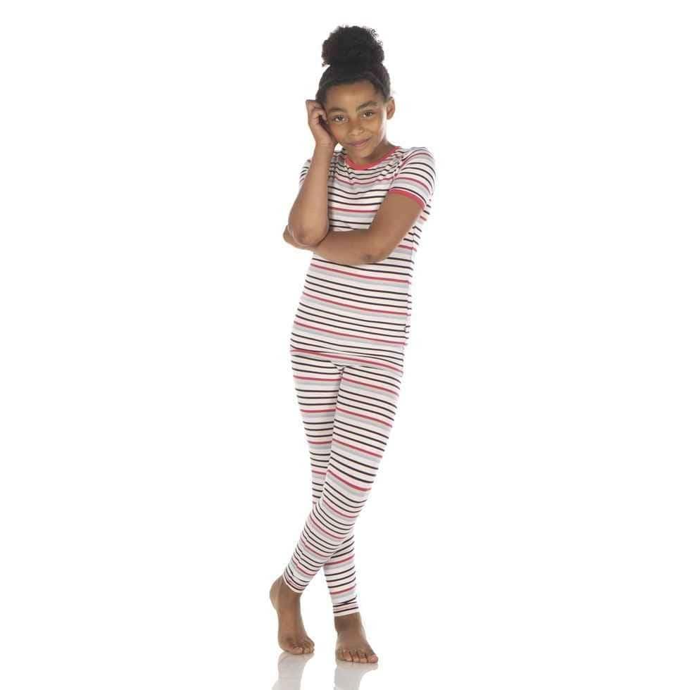 Print Bamboo Short Sleeve Pajama Set - Chemistry Stripe - Image 2